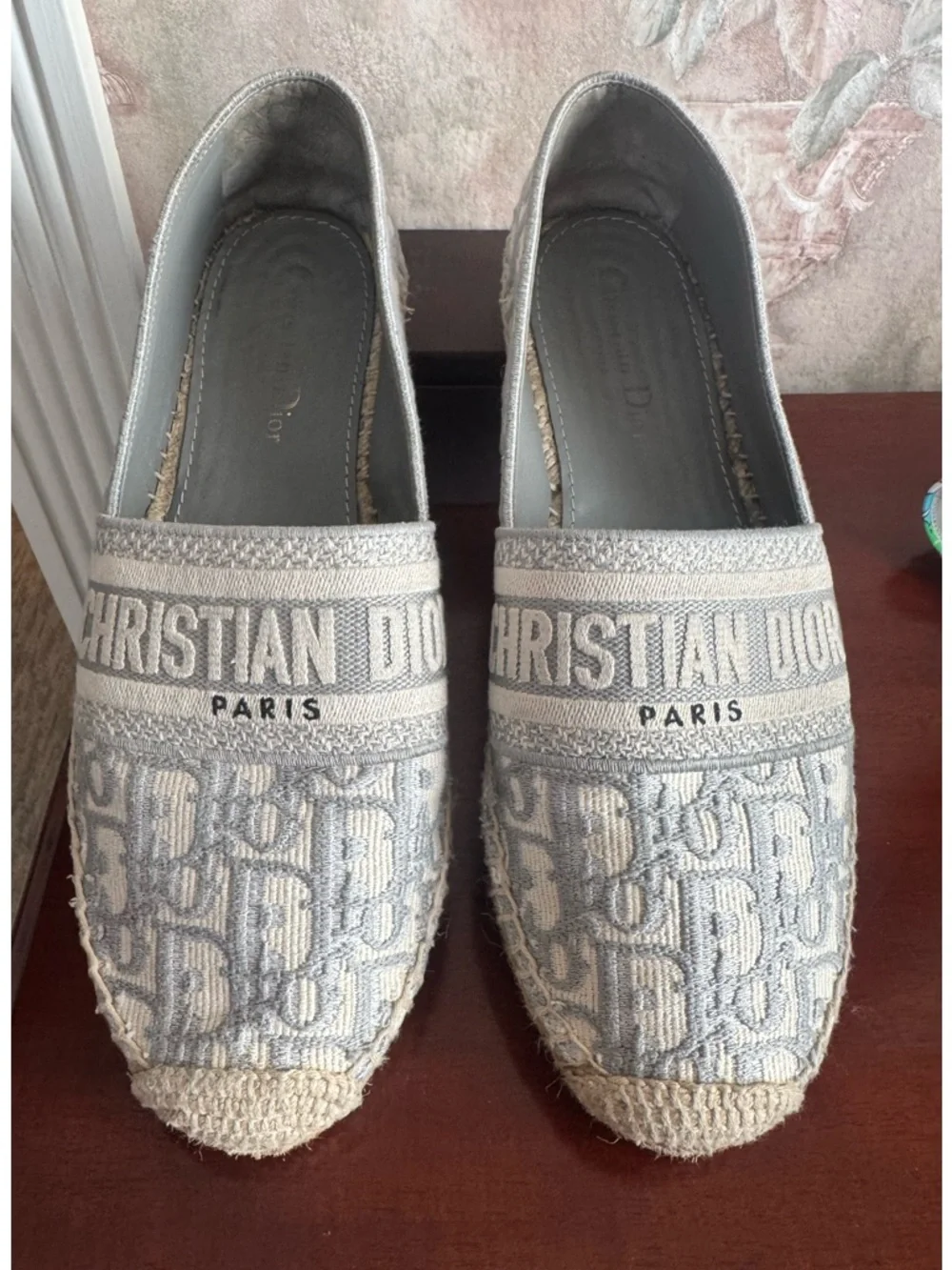 DIOR GRANVILLE ESPADRILLES Size 39 STONE GREY